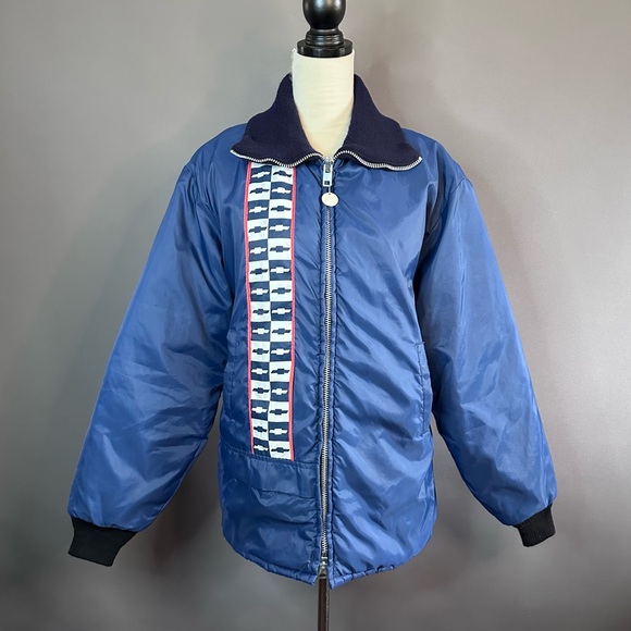 Sold Vintage Horizon Chevrolet Corvette Jacket Quilted Racing Coat Blue - Picture 2 of 15